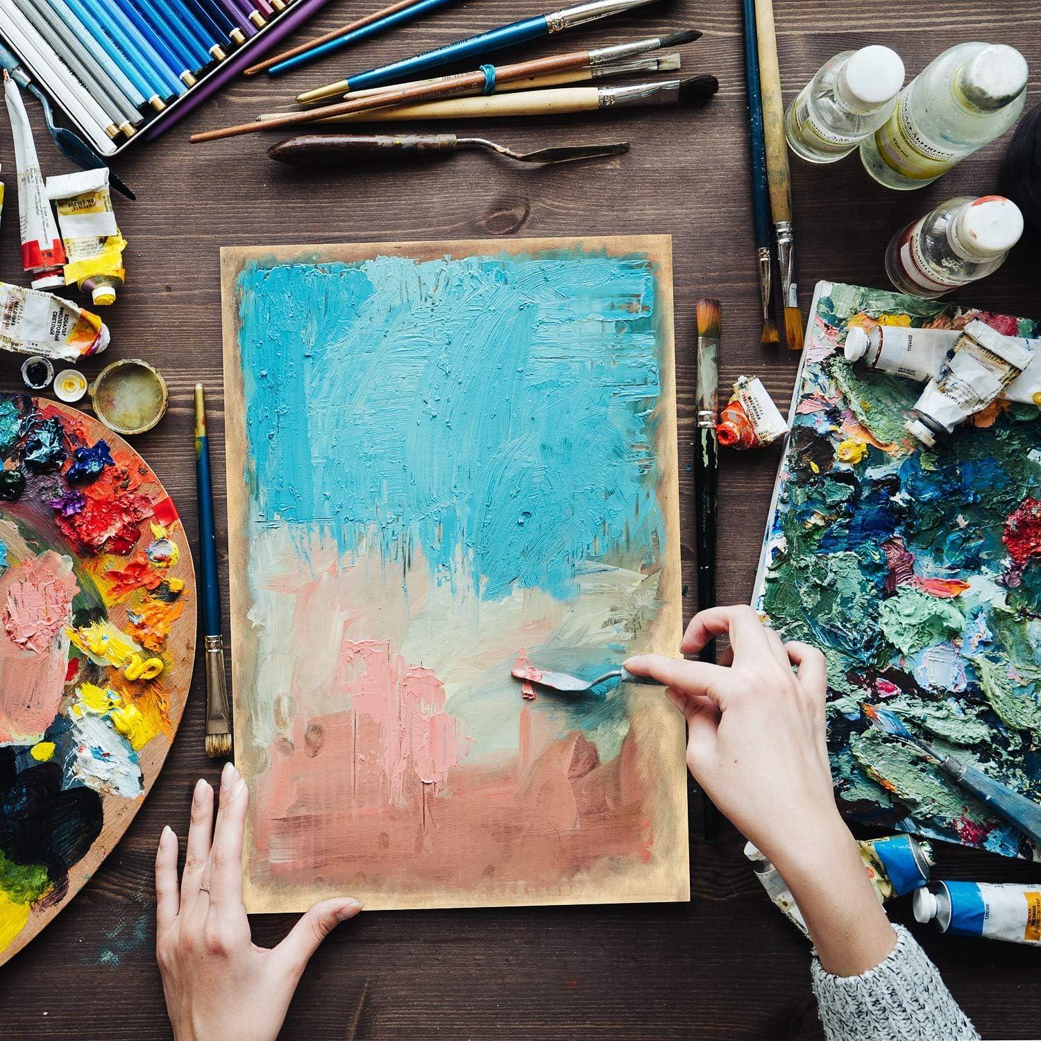 imageARTEZA Wooden Canvas Board 9x12 Inch Pack of 5 Cradled Birch Wood Panels for Painting Acrylic Pouring Encaustic Art ampamp Wood Burning9x12 Inch