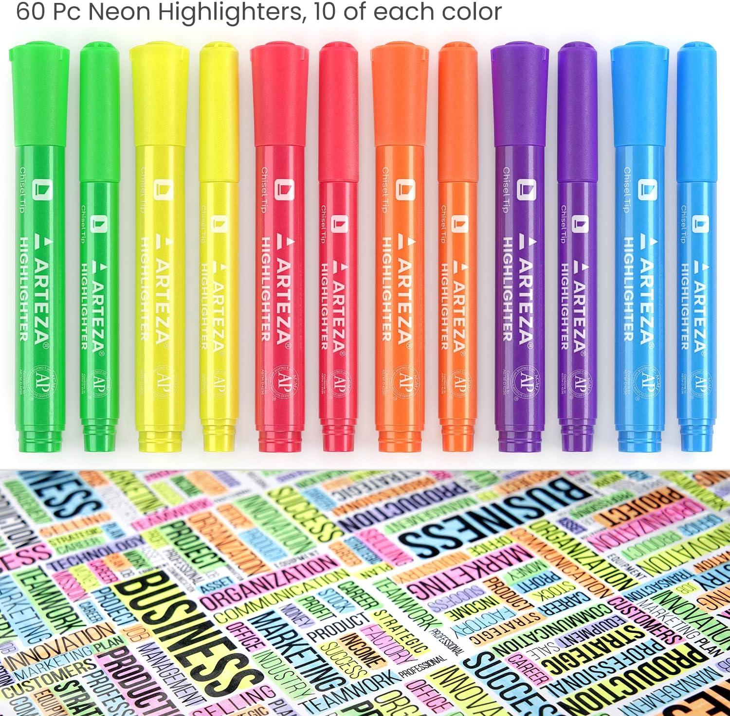 imageARTEZA Yellow Highlighters in Bulk Pack of 64 Chisel Tip MarkersMulticolor