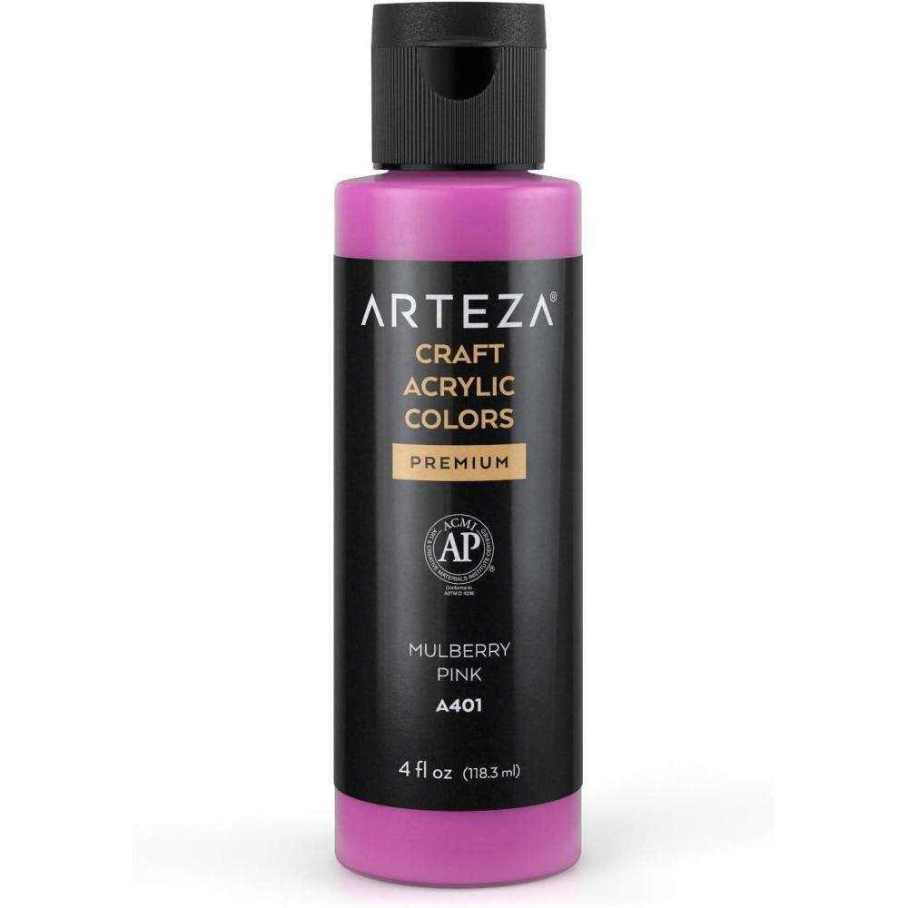 imageARTEZA Craft Acrylic Paint A101 Orange 4fl ounces Bottles WaterBased Blendable Matte Acrylic Paints for Art ampamp DIYA401 Mulberry Pink Craft