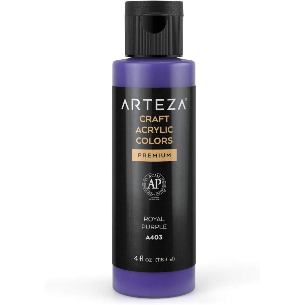 imageARTEZA Craft Acrylic Paint A101 Orange 4fl ounces Bottles WaterBased Blendable Matte Acrylic Paints for Art ampamp DIYA403 Royal Purple Craft