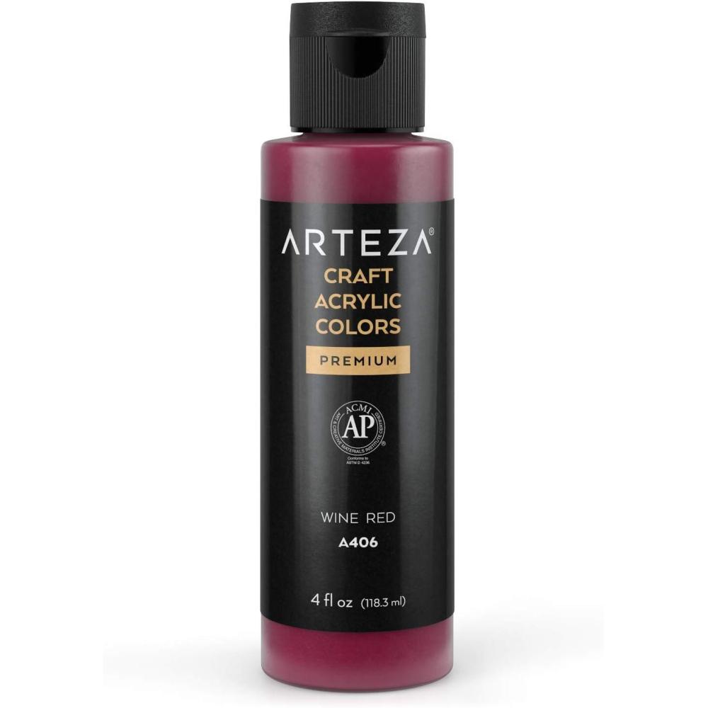 imageARTEZA Craft Acrylic Paint A101 Orange 4fl ounces Bottles WaterBased Blendable Matte Acrylic Paints for Art ampamp DIYA406 Wine Red Craft