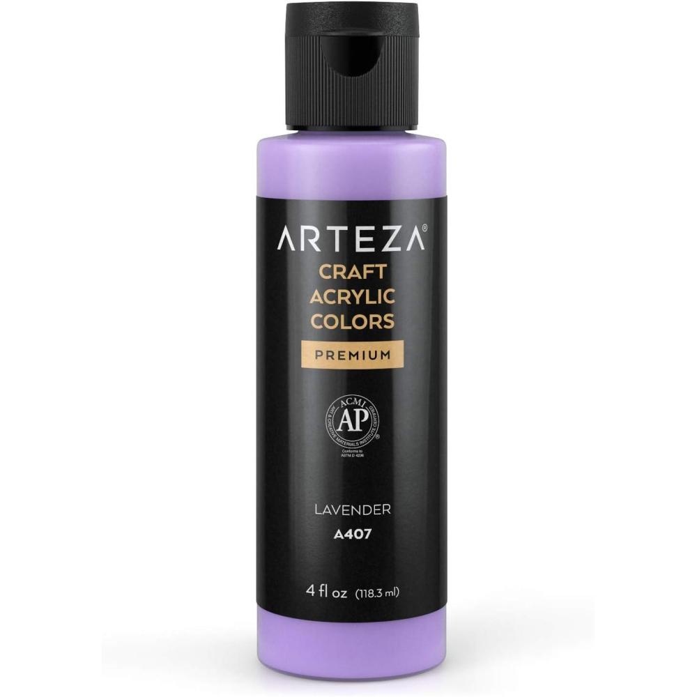 imageARTEZA Craft Acrylic Paint A101 Orange 4fl ounces Bottles WaterBased Blendable Matte Acrylic Paints for Art ampamp DIYA407 Lavender Craft