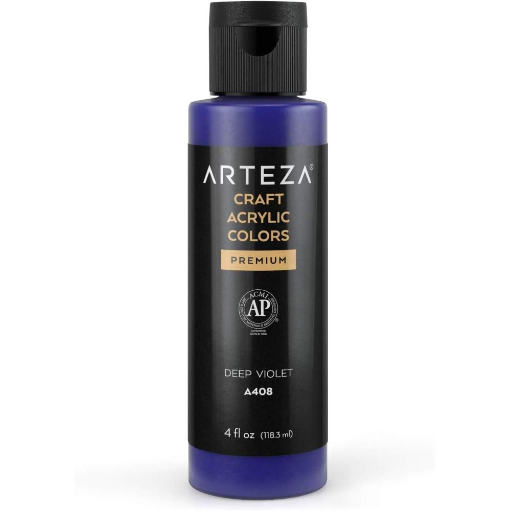 imageARTEZA Craft Acrylic Paint A101 Orange 4fl ounces Bottles WaterBased Blendable Matte Acrylic Paints for Art ampamp DIYA408 Deep Violet Craft