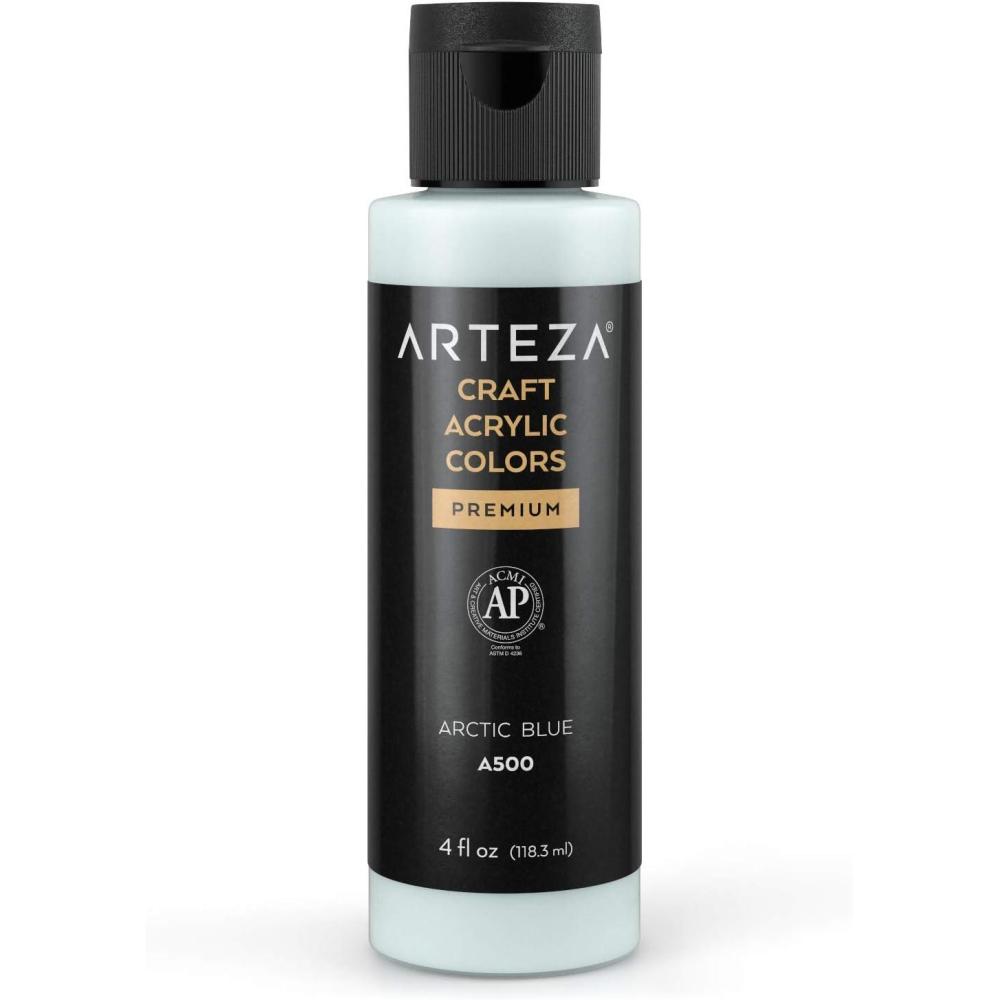 imageARTEZA Craft Acrylic Paint A101 Orange 4fl ounces Bottles WaterBased Blendable Matte Acrylic Paints for Art ampamp DIYA500 Arctic Blue Craft
