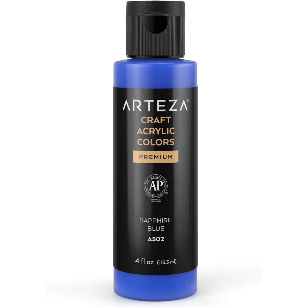 imageARTEZA Craft Acrylic Paint A101 Orange 4fl ounces Bottles WaterBased Blendable Matte Acrylic Paints for Art ampamp DIYA502 Sapphire Blue Craft