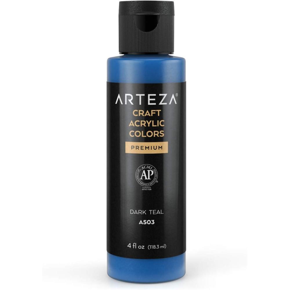 imageARTEZA Craft Acrylic Paint A101 Orange 4fl ounces Bottles WaterBased Blendable Matte Acrylic Paints for Art ampamp DIYA503 Dark Teal Craft
