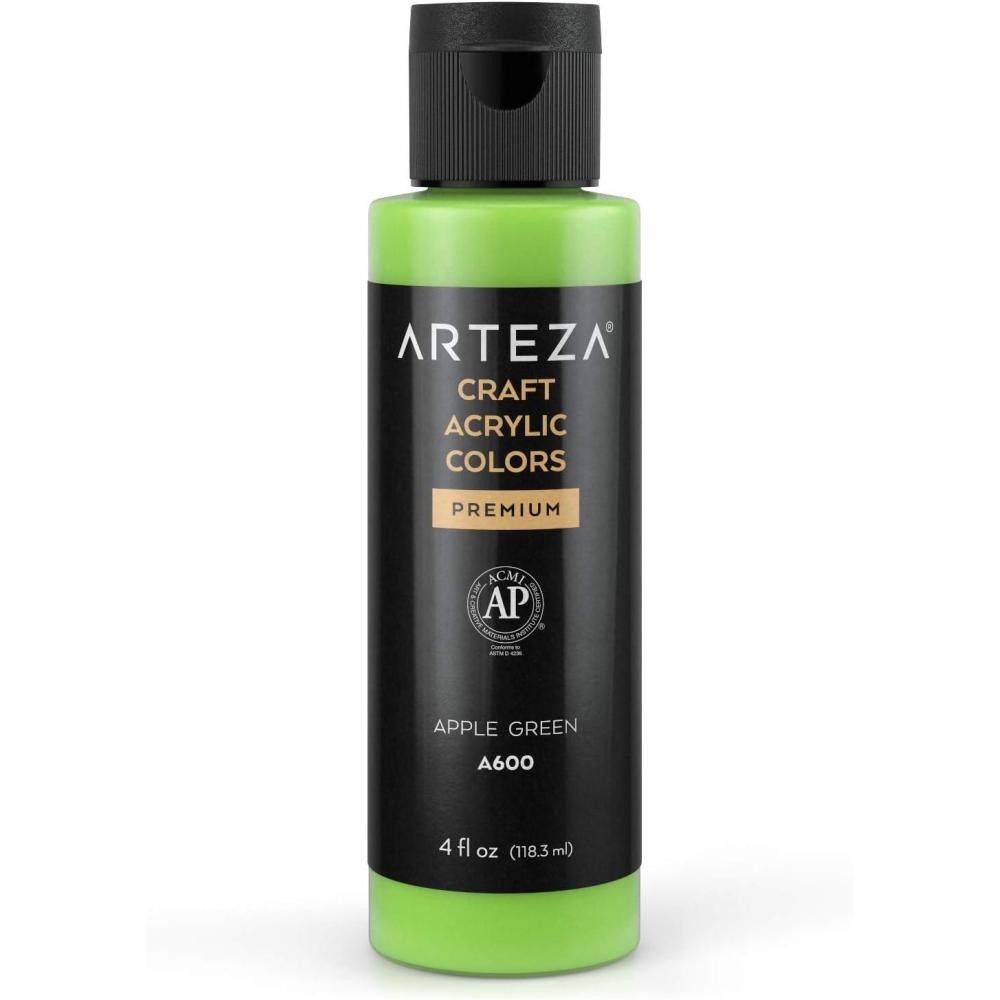 imageARTEZA Craft Acrylic Paint A101 Orange 4fl ounces Bottles WaterBased Blendable Matte Acrylic Paints for Art ampamp DIYA600 Apple Green Craft