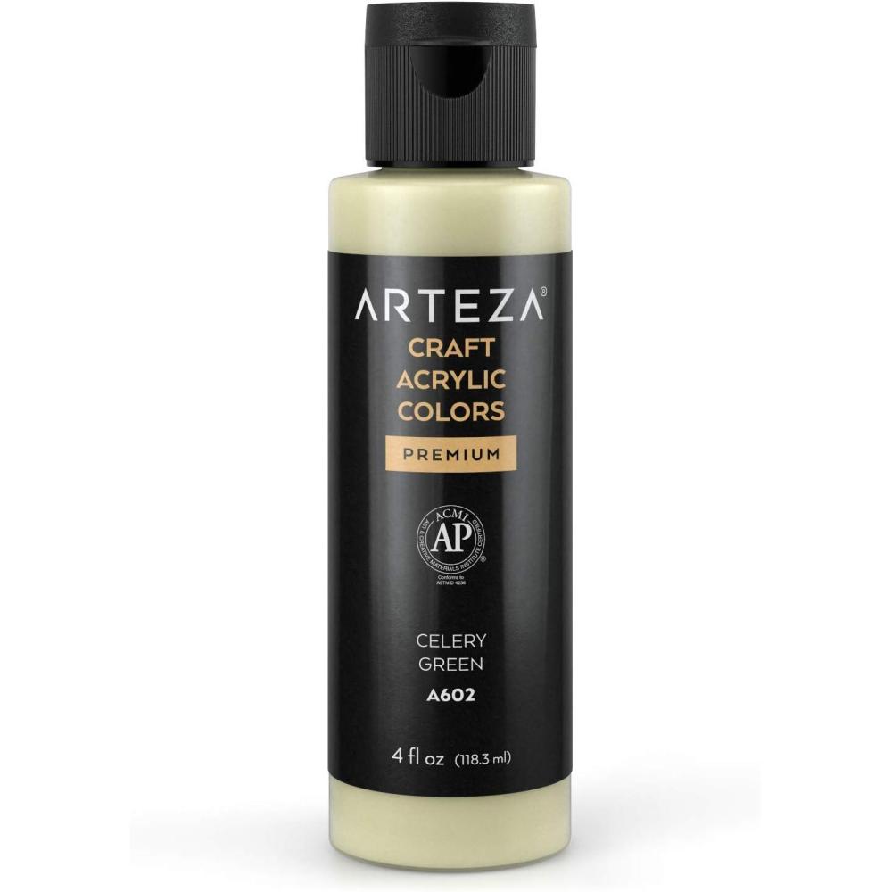 imageARTEZA Craft Acrylic Paint A101 Orange 4fl ounces Bottles WaterBased Blendable Matte Acrylic Paints for Art ampamp DIYA602 Celery Green Craft