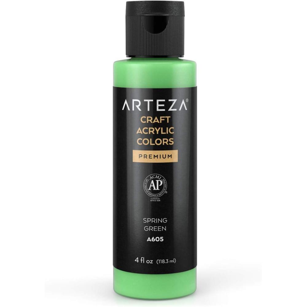 imageARTEZA Craft Acrylic Paint A101 Orange 4fl ounces Bottles WaterBased Blendable Matte Acrylic Paints for Art ampamp DIYA605 Spring Green Craft