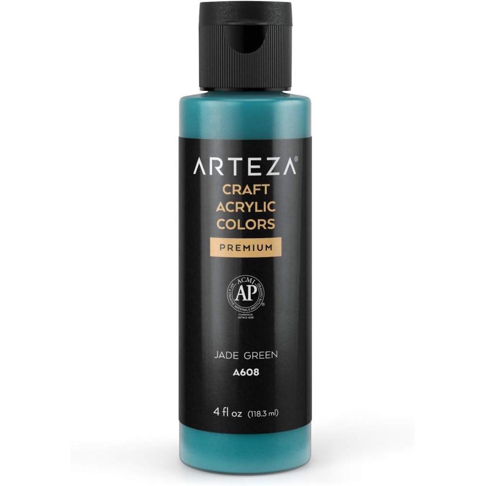 imageARTEZA Craft Acrylic Paint A101 Orange 4fl ounces Bottles WaterBased Blendable Matte Acrylic Paints for Art ampamp DIYA608 Jade Green Craft