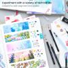 ARTEZA 12 Watercolor Pens for Artists, Landscape Tones Real Brush Pens, Blendable Watercolor Markers for Adults(Sea Colors)