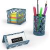 ARTEZA 6-Piece Teal Desk Accessories Set, Essential Desktop Organizer for Home Office, Includes Paper Organizer, Pencil Holder, Letter Sorter & More, Teal Office Supplies(Dark Green)