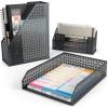ARTEZA 6-Piece Teal Desk Accessories Set, Essential Desktop Organizer for Home Office, Includes Paper Organizer, Pencil Holder, Letter Sorter & More, Teal Office Supplies(Dark Gray)