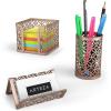 ARTEZA 6-Piece Teal Desk Accessories Set, Essential Desktop Organizer for Home Office, Includes Paper Organizer, Pencil Holder, Letter Sorter & More, Teal Office Supplies(Rose Gold)
