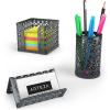 ARTEZA 6-Piece Teal Desk Accessories Set, Essential Desktop Organizer for Home Office, Includes Paper Organizer, Pencil Holder, Letter Sorter & More, Teal Office Supplies(Dark Gray)