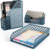 ARTEZA 6-Piece Teal Desk Accessories Set, Essential Desktop Organizer for Home Office, Includes Paper Organizer, Pencil Holder, Letter Sorter & More, Teal Office Supplies(Dark Green)