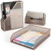 ARTEZA 6-Piece Teal Desk Accessories Set, Essential Desktop Organizer for Home Office, Includes Paper Organizer, Pencil Holder, Letter Sorter & More, Teal Office Supplies(Rose Gold)
