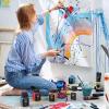 ARTEZA Acrylic Paint, A104 Yellow Ochre, 16.9 fl oz, 500ml Jar, Opaque, Quick-Drying, Acrylic Paints for Painting on Canvas, Paper, Wood(A719 Pearl Electric Blue)