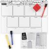 ARTEZA Dry Erase Magnetic Weekly Calendar Set (17×12 Inch), with 12 Whiteboard Markers, 30 Magnets, 2 Erasers, Organizer, Kitchen Planner Chart for Refrigerator, Fridge(17″W x 12″H)