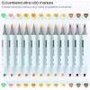 ARTEZA Dual Tip Brush Pens, 12 Vintage Tones, EverBlend Watercolor Calligraphy Markers, Nylon Brush and Medium Chisel Nib, Water-Based Ink(12 Earth Tones)