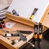 ARTEZA Tabletop Easel 13.4×10.3×2 Inches, Portable Beechwood Easel Box with Drawer & Palette for Artists(13.4 x 10.3 with 3-Compartment Drawer)