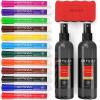 ARTEZA Whiteboard Cleaner Set with 12 Fine Tip Dry Erase Markers, Magnetic Eraser & an 8-ounce Cleaner, Office Supplies for Whiteboards, Glass Boards(15)