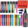ARTEZA Whiteboard Cleaner Set with 12 Fine Tip Dry Erase Markers, Magnetic Eraser & an 8-ounce Cleaner, Office Supplies for Whiteboards, Glass Boards(27)