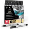 ARTEZA Acrylic Paint Markers, Set of 20 Black & White Acrylic Paint Pens, Art Markers for Glass, Pottery, Ceramic, Plastic, Rocks, and Canvas(Black)
