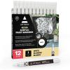 ARTEZA Acrylic Paint Markers, Set of 20 Black & White Acrylic Paint Pens, Art Markers for Glass, Pottery, Ceramic, Plastic, Rocks, and Canvas(White)