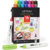 ARTEZA Permanent Markers – Set of 80 with 61 Assorted Colors, Low-Odor Quick-Dry Paint Pens, Broad, Fine, and Brush Tip for Arts, Crafts & Labeling(16 Brush Tip Pens)