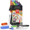 ARTEZA Permanent Markers – Set of 80 with 61 Assorted Colors, Low-Odor Quick-Dry Paint Pens, Broad, Fine, and Brush Tip for Arts, Crafts & Labeling(24 Brush & Fine Tip)