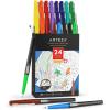 ARTEZA Permanent Markers, 40 Black Pens, Ultra-Fine Tip Paint Pens, Quick-Drying, Water Resistant, for Calligraphy and Note Taking, Office, Classroom(Set 24  12 Rainbow Colors)