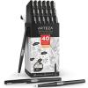 ARTEZA Permanent Markers, 40 Black Pens, Ultra-Fine Tip Paint Pens, Quick-Drying, Water Resistant, for Calligraphy and Note Taking, Office, Classroom(Ultra-Fine Tip)