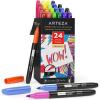ARTEZA Permanent Markers, Set of 24, Fine Tip, Retro Pop Colors(Set 24  23 Bright & Neon Colors)