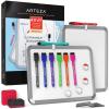 Arteza Framed Magnetic Cork Whiteboard Set, 12×14 inches, 2-Pack Dry Erase Lap Boards with Push Pins, Markers & Magnets, Office & Back to School Supplies for Home, Classroom, Students, Brainstorming(8.5×11 inches)