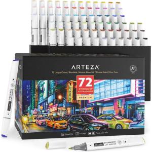 ARTEZA Art Alcohol Markers Set of 72 Colors, EverBlend Dual Tip