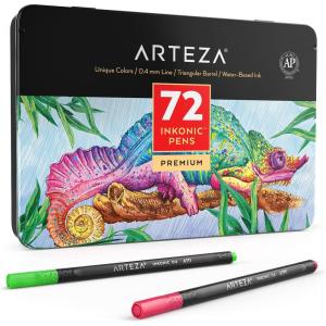 ARTEZA Black Inkonic Fineliners Pens, Set of 12, 0.4 mm Fine Tip Markers, Water-Based Art Pens for Drawing, Sketching, Journaling, Calligraphy(1 Count (Pack of 72))
