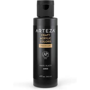 ARTEZA Craft Acrylic Paint, A101 Orange, 4fl ounces Bottles, Water-Based, Blendable, Matte Acrylic Paints for Art & DIY(A003 Mars Black Craft)