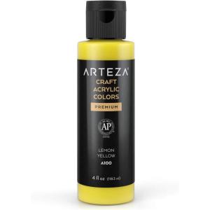 ARTEZA Craft Acrylic Paint, A101 Orange, 4fl ounces Bottles, Water-Based, Blendable, Matte Acrylic Paints for Art & DIY(A100 Lemon Yellow Craft)
