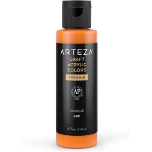 ARTEZA Craft Acrylic Paint, A101 Orange, 4fl ounces Bottles, Water-Based, Blendable, Matte Acrylic Paints for Art & DIY(A101 Orange Craft)