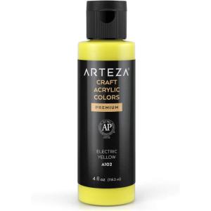 ARTEZA Craft Acrylic Paint, A101 Orange, 4fl ounces Bottles, Water-Based, Blendable, Matte Acrylic Paints for Art & DIY(A102 Electric Yellow Craft)