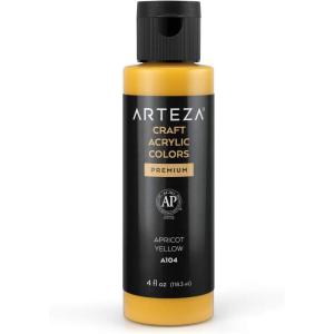 ARTEZA Craft Acrylic Paint, A101 Orange, 4fl ounces Bottles, Water-Based, Blendable, Matte Acrylic Paints for Art & DIY(A104 Apricot Yellow Craft)