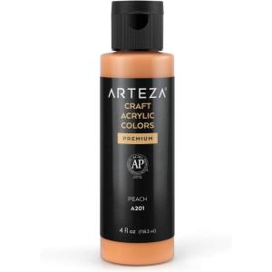 ARTEZA Craft Acrylic Paint, A101 Orange, 4fl ounces Bottles, Water-Based, Blendable, Matte Acrylic Paints for Art & DIY(A201 Peach Craft)