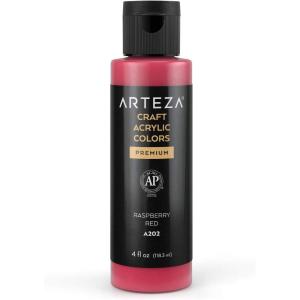 ARTEZA Craft Acrylic Paint, A101 Orange, 4fl ounces Bottles, Water-Based, Blendable, Matte Acrylic Paints for Art & DIY(A202 Raspberry Red Craft)