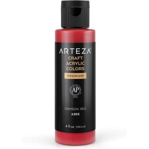 ARTEZA Craft Acrylic Paint, A101 Orange, 4fl ounces Bottles, Water-Based, Blendable, Matte Acrylic Paints for Art & DIY(A203 Crimson Red Craft)