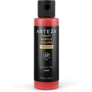 ARTEZA Craft Acrylic Paint, A101 Orange, 4fl ounces Bottles, Water-Based, Blendable, Matte Acrylic Paints for Art & DIY(A203 Scarlet Red Craft)