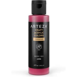 ARTEZA Craft Acrylic Paint, A101 Orange, 4fl ounces Bottles, Water-Based, Blendable, Matte Acrylic Paints for Art & DIY(A206 Berry Red Craft)