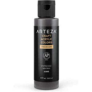 ARTEZA Craft Acrylic Paint, A101 Orange, 4fl ounces Bottles, Water-Based, Blendable, Matte Acrylic Paints for Art & DIY(A300 Espresso Brown Craft)