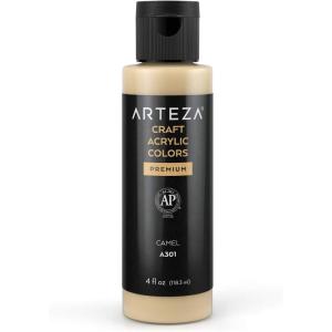 ARTEZA Craft Acrylic Paint, A101 Orange, 4fl ounces Bottles, Water-Based, Blendable, Matte Acrylic Paints for Art & DIY(A301 Camel Craft)