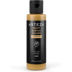 ARTEZA Craft Acrylic Paint, A101 Orange, 4fl ounces Bottles, Water-Based, Blendable, Matte Acrylic Paints for Art & DIY(A302 Yellow Ochre Craft)